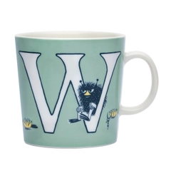 Mug 0,4L ABC W - NEW ARRIVAL On the W mug, Moominvalley has turned into a jungle, and Stinky has set free the animals of the zoo. But with Stinky there’s always a scheme!