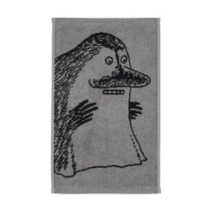 Hand towel 30x50cm The Groke grey - Enjoy the soft coziness of the Moomin hand towel! The Groke is a solitary and cold creature, and the ground freezes beneath her.