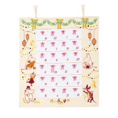 Julefeiring adventskalender - Mummitrollene feirer ikke jul, men de er glad i en fest! Illustrasjonene på den gjenbrukbare Mummi-adventskalenderen viser ulike høytidsstunder med Mummitrollene. Det er spenning i luften ...