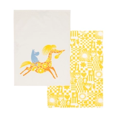 Kitchen towel set 50x70cm Party yellow - Bring summer into the kitchen! The Party collection’s playful patterns are closely based on early Moomin patterns ... The product is Global Organic Textile Standard (GOTS) certified.