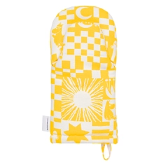 Oven mitten Party yellow - Bring summer into the kitchen! The Party collection’s playful patterns are closely based on early Moomin patterns from the 1950s with many fun elements.