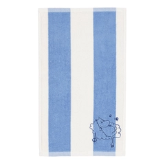 Hand towel 30x50cm Moomintroll blue stripes - Enjoy the soft coziness of the Moomin hand towel. The harmonious tones of blue and white compliment the trendy stripes pattern.